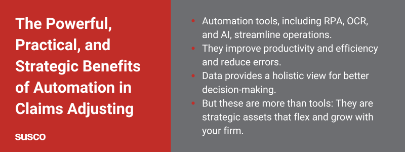 Key Takeaways:
Automation tools, including RPA, OCR, and AI, streamline operations.
They improve productivity and efficiency and reduce errors.
Data provides a holistic view for better decision-making.
But these are more than tools: They are strategic assets that flex and grow with your firm.
