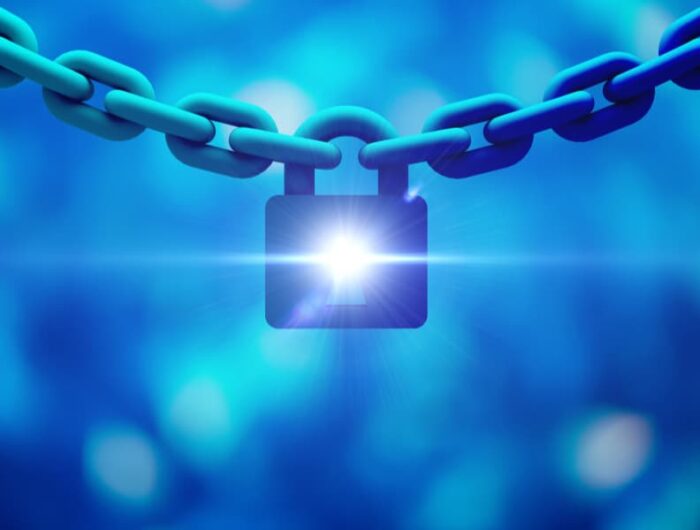 A lock in the center of a heavy chain, symbolizing insurance data security.